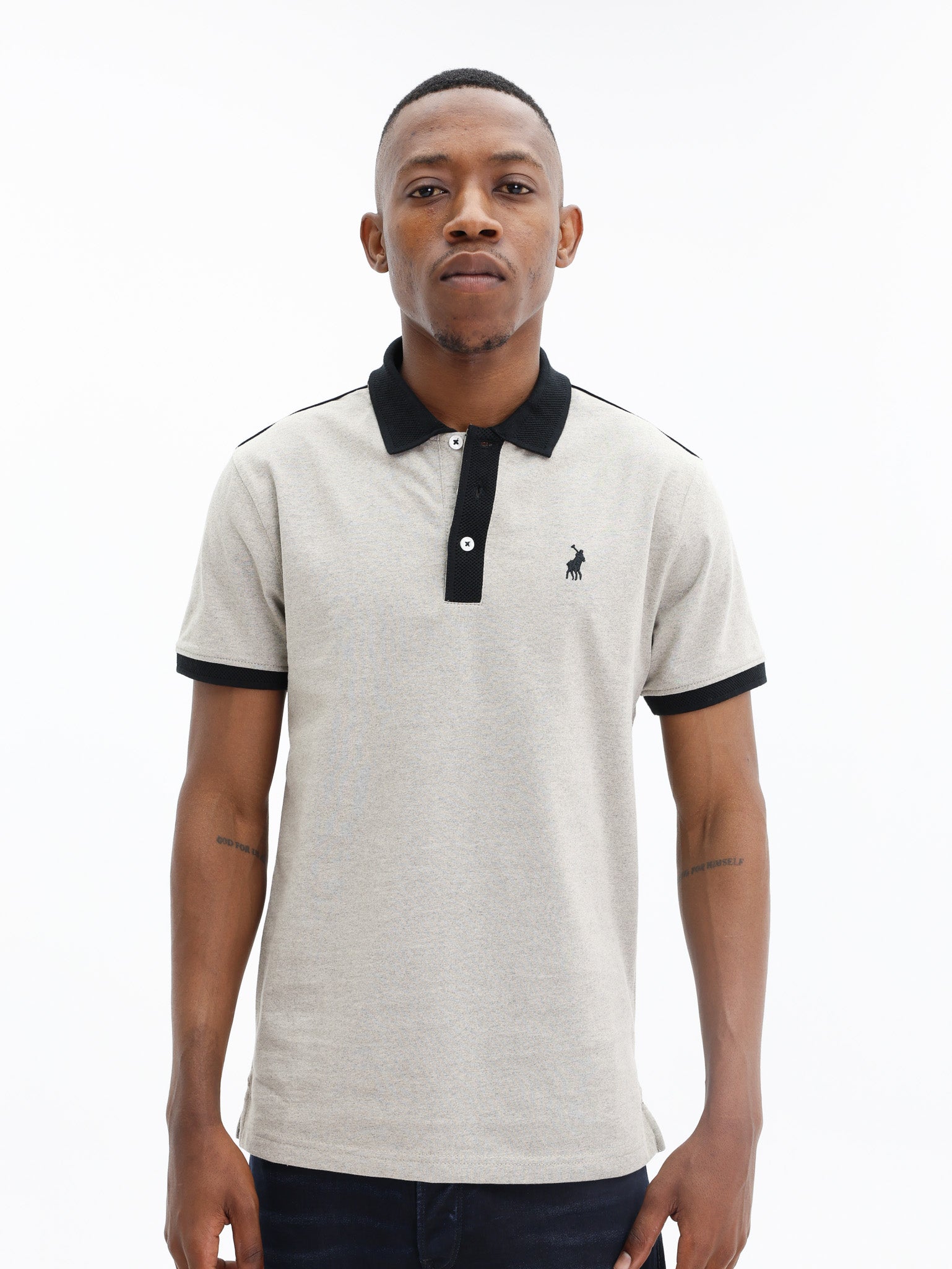 Polo Golfer Contrast Collar Piping Stone